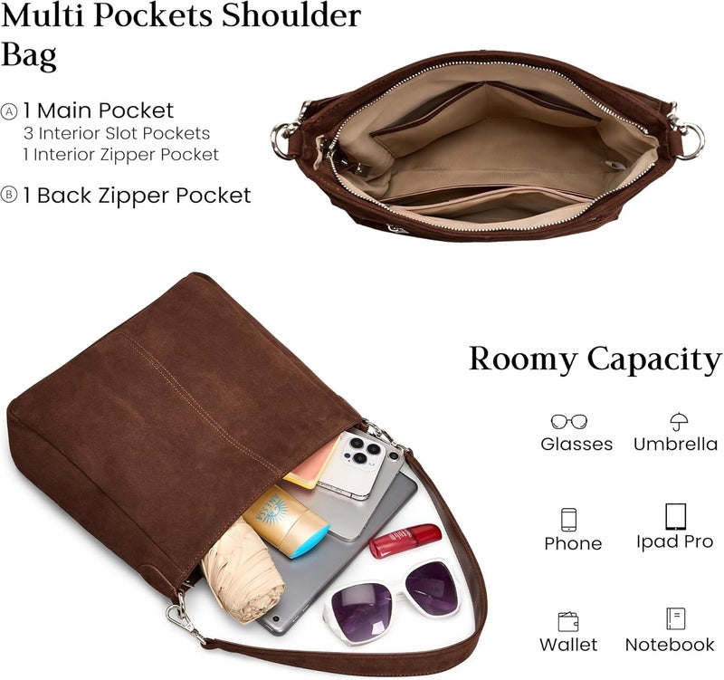 befen Genuine Leather Hobo Bags Purses for Women, Women's Shoulder bag Handbags Crossbody Bag with 2 Shoulder Straps - Image 2